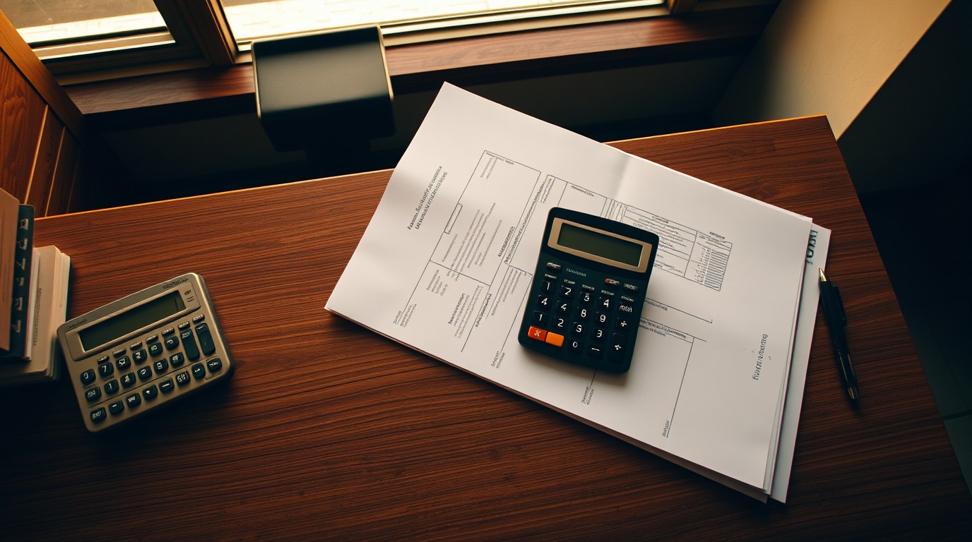 Límites a deducciones 2027 en documentos fiscales sobre escritorio con calculadora y pluma